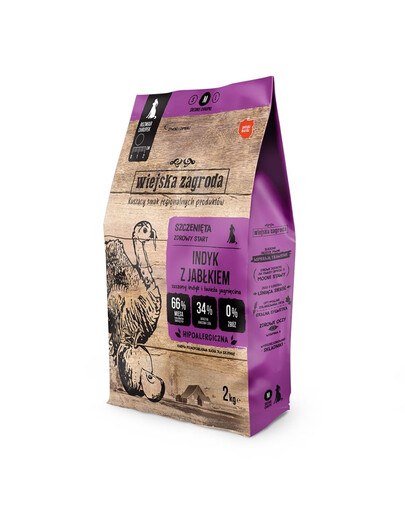 WIEJSKA ZAGRODA Dinde aux pommes nourriture pour chiots croquettes M 2 kg