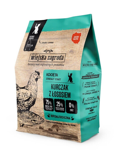 WIEJSKA ZAGRODA Poulet au saumon nourriture pour chatons 400 g