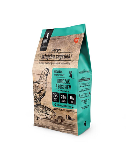 WIEJSKA ZAGRODA Poulet au saumon pour chatons 2 x 1,6 kg