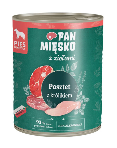 PAN MIĘSKO aux herbes Pâté au lapin pour chiens 800 g