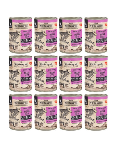WIEJSKA ZAGRODA Festin de viande nourriture humide pour chiots 12x400 g