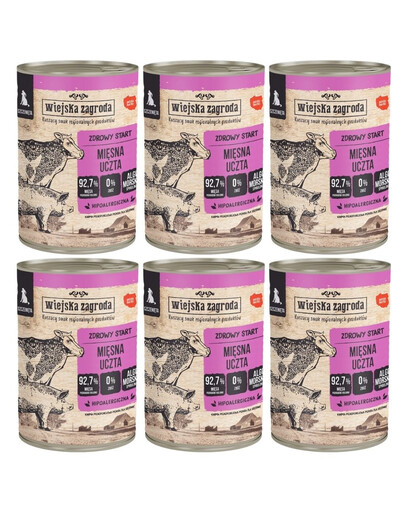 WIEJSKA ZAGRODA Festin de viande nourriture humide pour chiots 6x400 g