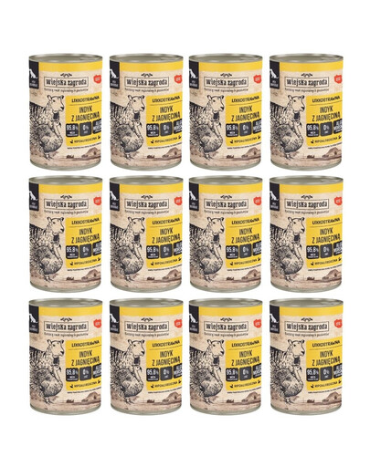 WIEJSKA ZAGRODA Dinde avec agneau nourriture humide pour chiens 12x400 g