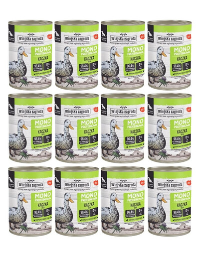 WIEJSKA ZAGRODA Aliment humide mono-protéique au canard pour chiens, 12 x 400 g