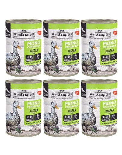 WIEJSKA ZAGRODA Aliment humide pour chiens à base de canard (protéine unique) 6 x 400 g