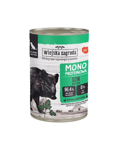 WIEJSKA ZAGRODA Monoprotéine Sanglier nourriture humide pour chiens 400 g