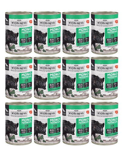 WIEJSKA ZAGRODA Monoprotein Wild - Croquettes humides pour chiens 12 x 400 g