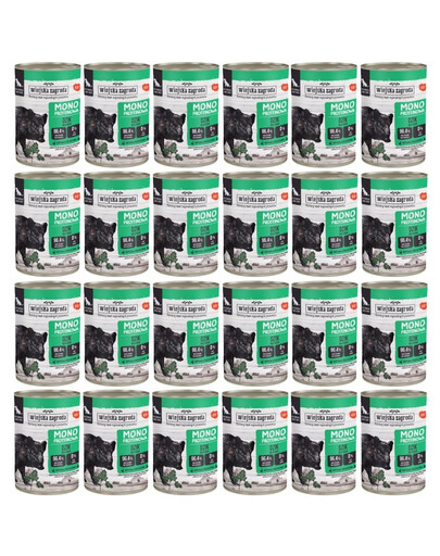 WIEJSKA ZAGRODA Aliment humide pour chiens à base d'une seule source de protéines : sanglier, 24 x 400 g