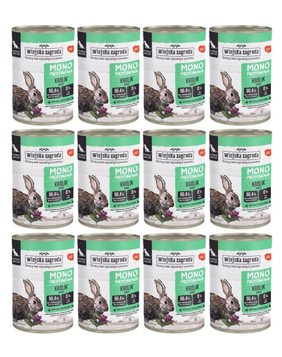 WIEJSKA ZAGRODA – Monoprotéinée Lapin – Nourriture humide pour chiens 12×400 g