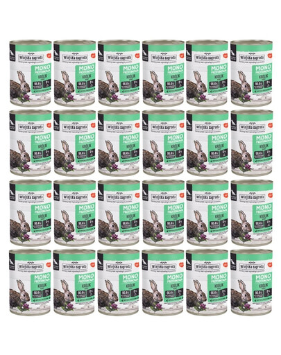 WIEJSKA ZAGRODA – Monoprotéinée Lapin – Nourriture humide pour chiens 24×400 g