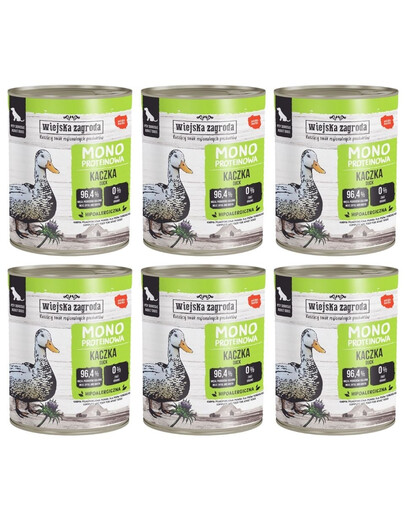WIEJSKA ZAGRODA Aliment humide pour chiens à base de canard (protéine unique) 6 x 800 g