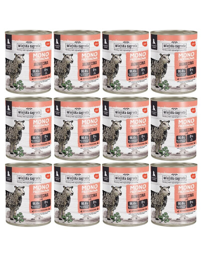 WIEJSKA ZAGRODA Aliment humide mono-protéique à base d'agneau pour chiots, 12 x 800 g