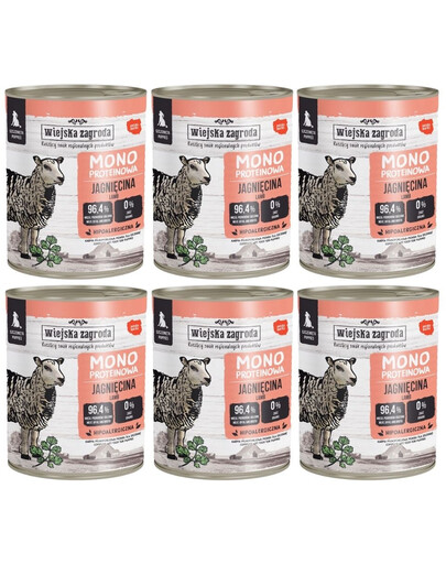 WIEJSKA ZAGRODA Aliment humide mono-protéique à base d'agneau pour chiots, 6 x 800 g