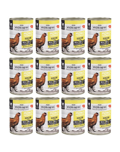 WIEJSKA ZAGRODA Aliment humide monoprotéique au poulet pour chats, 12 x 400 g