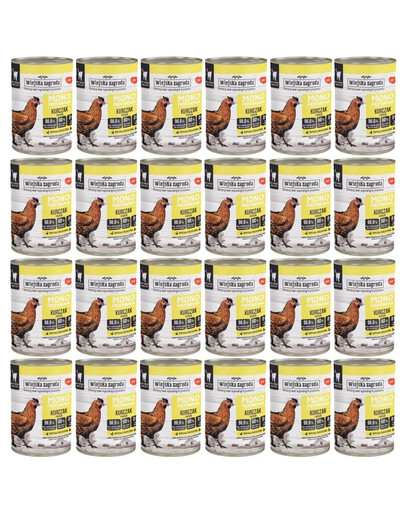WIEJSKA ZAGRODA Aliment humide monoprotéique au poulet pour chats, 24 x 400 g