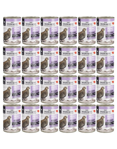 WIEJSKA ZAGRODA Caille Monobiałkowa – nourriture humide pour chats, 24 x 400 g
