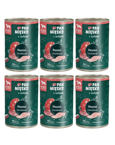 PAN MIĘSKO aux herbes Pâté au lapin pour chiens 6x400 g