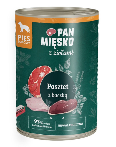 PAN MIĘSKO aux herbes Pâté de canard pour chiens 400 g