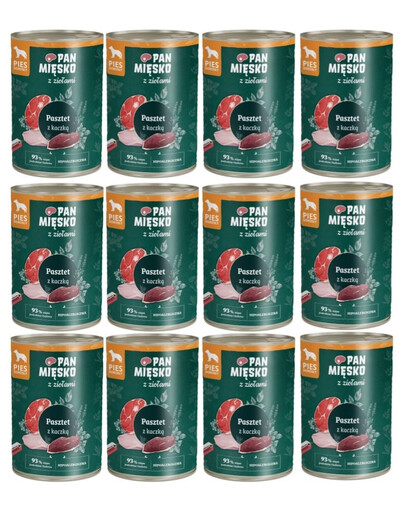 PAN MIĘSKO aux herbes – Pâté de canard pour chiens 12×400 g