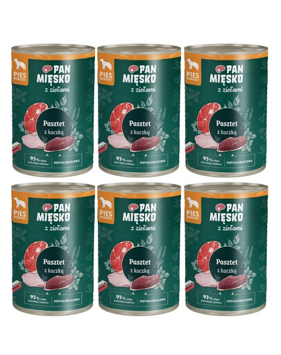 PAN MIĘSKO aux herbes – Pâté au canard pour chiens 6×400 g