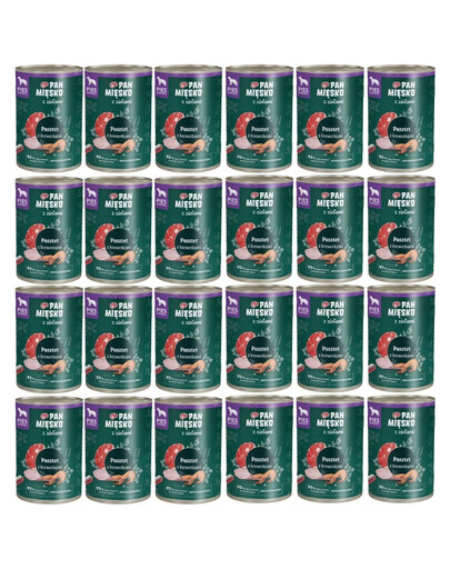 PAN MIÉSKO aux herbes Pâté aux crevettes pour chiens 24x400 g