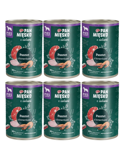 PAN MIĘSKO aux herbes Pâté aux crevettes pour chiens 6x400 g