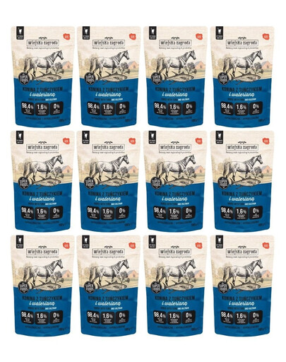 WIEJSKA ZAGRODA Superfoods Konina : nourriture humide pour chat au thon et à la valériane, 12 x 100 g