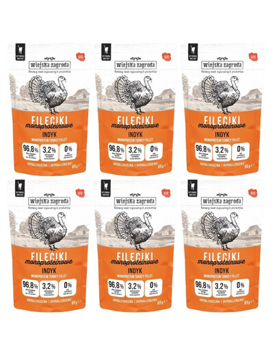 WIEJSKA ZAGRODA Filets de dinde – nourriture humide pour chat 6 x 85 g