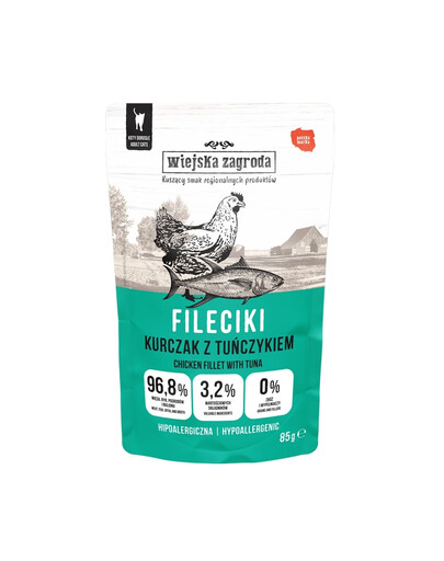WIEJSKA ZAGRODA Poulet au thon, filets, nourriture humide pour chat, 85 g