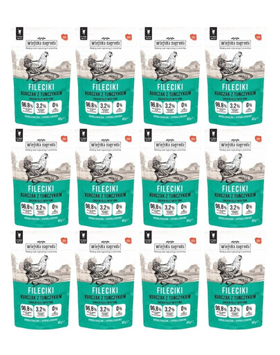 WIEJSKA ZAGRODA Filets Poulet au thon – nourriture humide pour chat 12 x 85 g