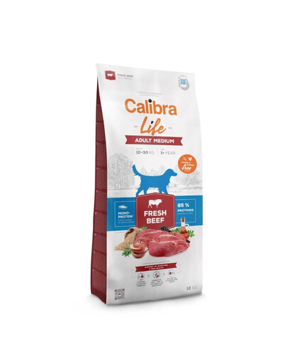 CALIBRA Dog Life Adult Medium Fresh Beef 12 kg avec du bœuf pour chiens de races moyennes