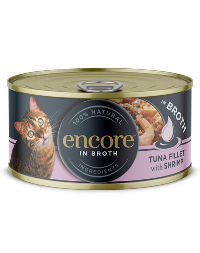 ENCORE Cat Tuna Fillet with Shrimp in Broth filet de thon avec crevettes dans un bouillon 70 g