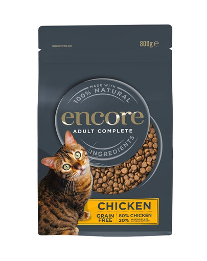 ENCORE Cat nourriture sèche sans céréales au poulet pour chat 800g