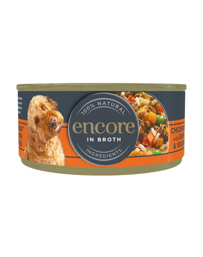 ENCORE Dog Chicken Breast with Beef Liver and Vegetables in Broth poulet avec foie de boeuf et légumes dans un bouillon 156 g