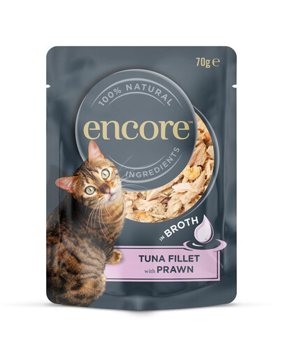 ENCORE Cat Tuna Fillet with Prawn Filet de thon aux crevettes en bouillon 70 g