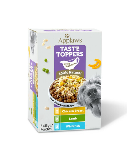 APPLAWS Dog Taste Toppers Gravy Selection Miltipak 6x85 g mix de saveurs en sachet avec sauce