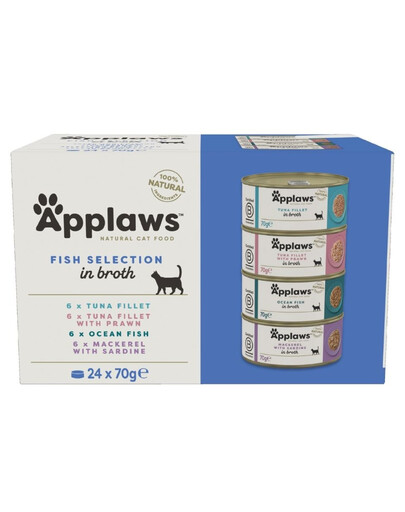 APPLAWS Cat Adult Fish Selection Multipak in Broth 24x70 g mix de saveurs de poisson dans un bouillon