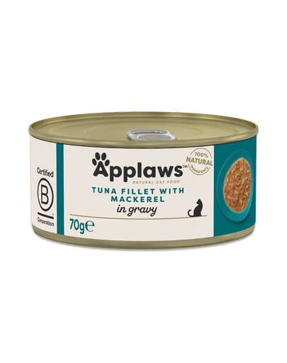 APPLAWS Cat Adult Tuna with Mackerel in Gravy filet de thon avec maquereau en sauce 70 g