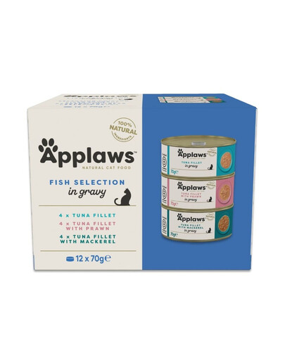 APPLAWS Cat Adult Fish Selection Multipak in Gravy 12x70 g mix de saveurs avec du poisson en sauce