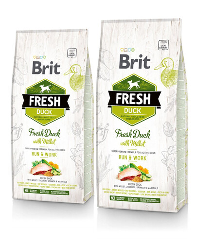 BRIT Fresh duck with millet active run & work 24 kg (2 x 12 kg)