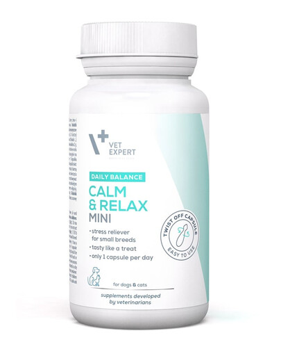 VET EXPERT Daily Balance Calm and Relax Mini soutien au stress pour petits chiens et chats 30 capsules