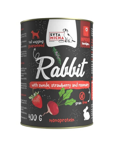 SYTA MICHA Chef Lapin avec rutabaga, fraise et romarin 400 g aliment humide monoprotein pour chiens