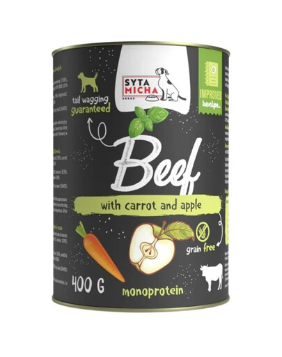 SYTA MICHA Chef Bœuf avec carottes, pommes et basilic 400 g nourriture humide monoprotéique pour chiens