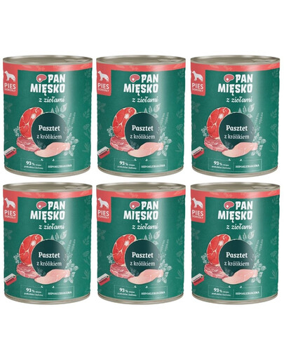 PAN MIĘSKO aux herbes Pâté au lapin pour chiens 6×800 g