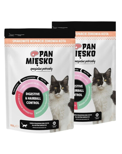 PAN MIĘSKO Besoins Spéciaux Digestive & Hairball Control pour chats 2x3 kg