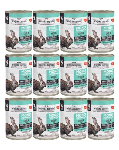 WIEJSKA ZAGRODA Monoprotéine Lapin nourriture humide pour chatons 12×400 g