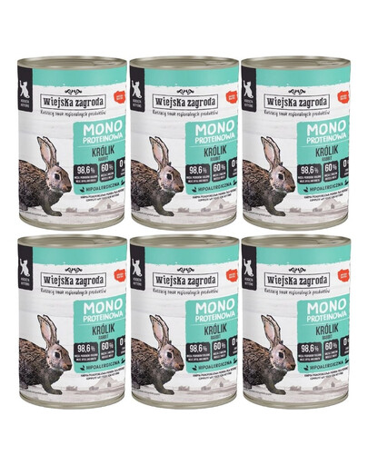 WIEJSKA ZAGRODA Monoprotéine Lapin nourriture humide pour chatons 6×400 g