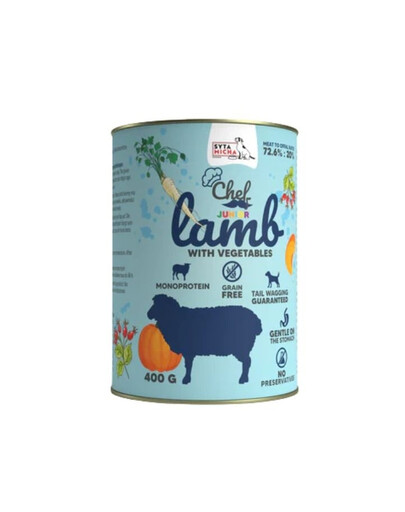 SYTA MICHA Chef Monoprotein Junior Agneau avec légumes 400 g nourriture humide pour chiots