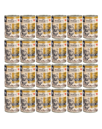 WIEJSKA ZAGRODA Dinde et poulet, boîte de 24 x 400 g pour chatons