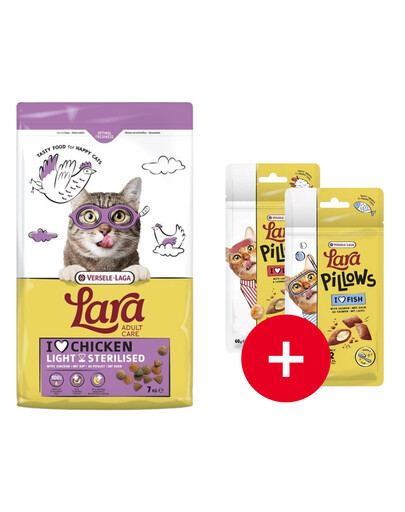 VERSELE-LAGA Lara Adult Light Sterilized 7 kg nourriture pour chats stérilisés + 2 friandises GRATUITES